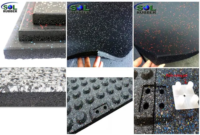 Sol Rubber 8-50mm Non-Slip Recycled Rubber Gym Tile Flooring for Garage